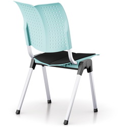 HÅG Conventio Wing 9821 kantinestol, turkis plast, sort xtreme 009 sædebetræk, sølv stel