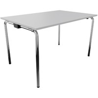 Randers+Radius Tube stay kantinebord, 120x80 cm, lysegrå laminat med krom stel