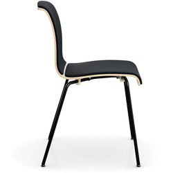RBM Low-back Bella 4447SB kantinestol, hvid skal med sort select 60999 ryg- og sædebetræk og sort stel