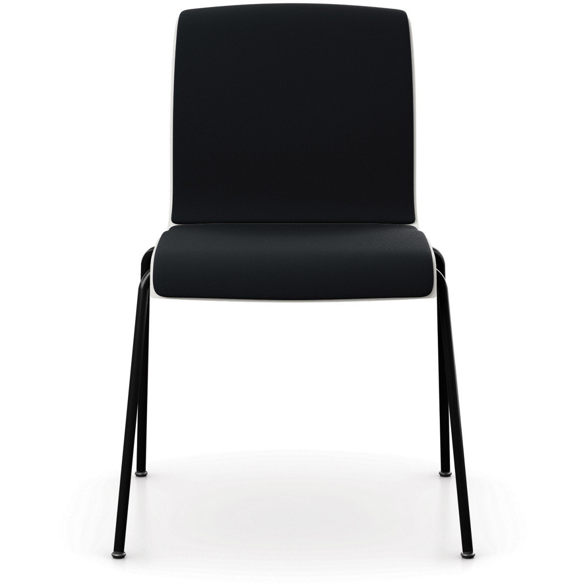RBM Low-back Bella 4447SB kantinestol, hvid skal med sort select 60999 ryg- og sædebetræk og sort stel