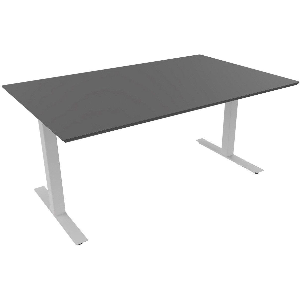 Square bord, T-stel i alu. Bordplade i antracit laminat, fasede kanter. 180x80 cm