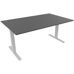 Square bord, T-stel i alu. Bordplade i antracit laminat, fasede kanter. 180x80 cm