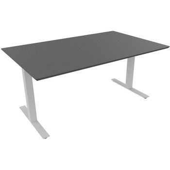 Square bord, T-stel i alu. Bordplade i antracit laminat, fasede kanter. 180x80 cm