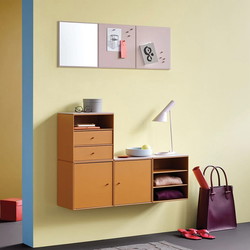 Montana Mini 1006 reol med 2 skuffe, 35x35x25, Rhubarb MDF