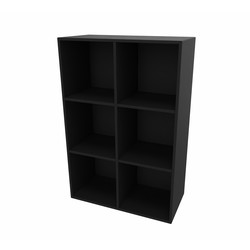 Cube Design 6317 V reol, sort laminat, 6 rum - åben