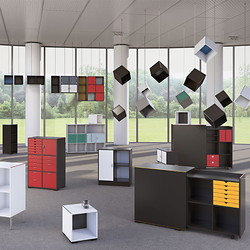 Cube Design 6311/6581V V reol, koksgrå laminat, 4 rum - m. 2 rums låg i venstre side