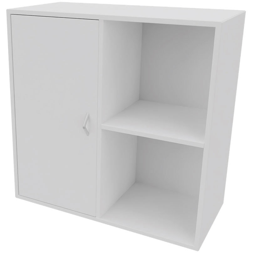 Cube Design 6311/6581V V reol, hvid laminat, 4 rum - m. 2 rums låg i venstre side