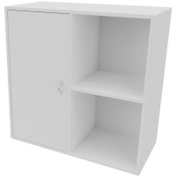 Cube Design 6311/6581V V reol, hvid laminat, 4 rum - m. 2 rums låg i venstre side