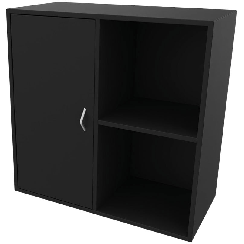 Cube Design 6311/6581V V reol, sort laminat, 4 rum - m. 2 rums låg i venstre side