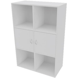 Cube Design 6317/6580 V reol, hvid laminat, 6 rum - 2 stk. 1 rums låger i midten
