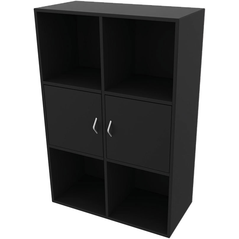 Cube Design 6317/6580 V reol, sort laminat, 6 rum - 2 stk. 1 rums låger i midten