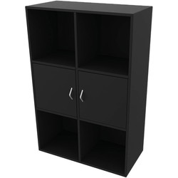 Cube Design 6317/6580 V reol, sort laminat, 6 rum - 2 stk. 1 rums låger i midten
