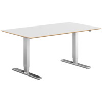 Copenhagen hæve sænkebord, alu stel, hvid bordplade i størrelsen 80x140 cm