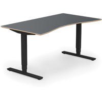 Copenhagen hæve sænkebord med mavebue, sortgrå stel, antracit bordplade i størrelsen 90x160 cm