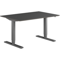 Copenhagen hæve sænkebord, sortgrå stel, sort linoleum bordplade, 80x120 cm