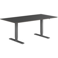 Copenhagen hæve sænkebord, sortgrå stel, sort linoleum bordplade, 80x160 cm