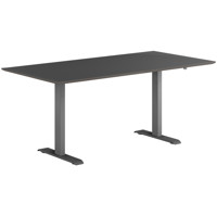 Berlin hæve sænkebord, sortgrå stel, sort linoleum bordplade, 80x160 cm