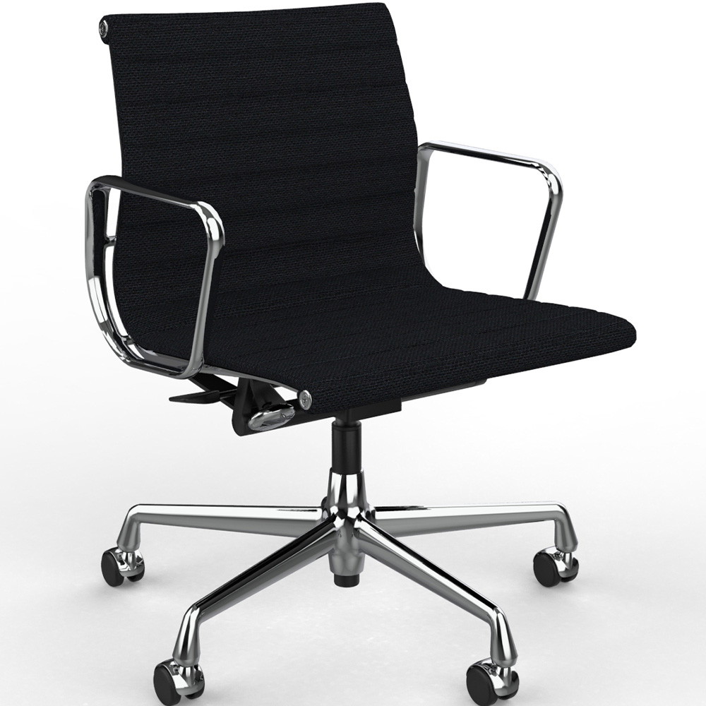 Vitra EA 118 stol m. nero/sort Hopsak polstring, krom stel inkl armlæn