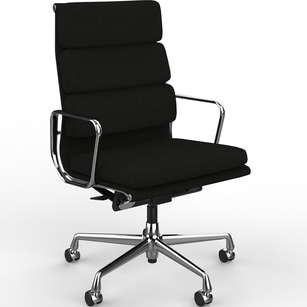 Vitra EA 219 stol m. læder polstring, krom stel inkl armlæn