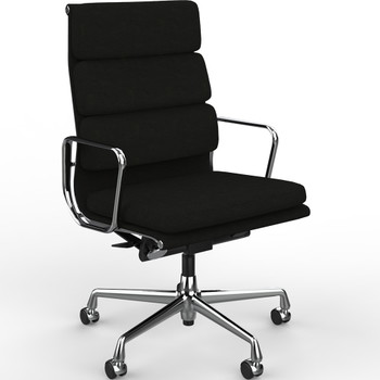 Vitra EA 219 stol m. læder polstring, krom stel inkl armlæn